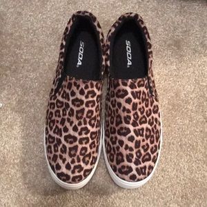 Soda Leopard slip on shoes